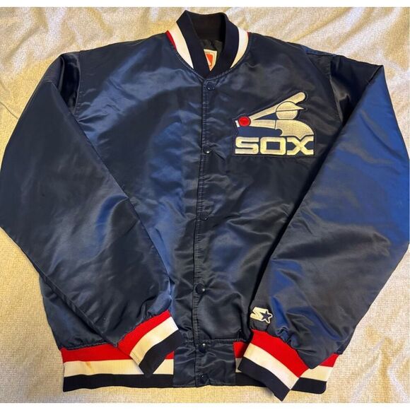 Chicago White Sox Size Large Men Starter Satin Button Up Jacket Vintage - Picture 1 of 9